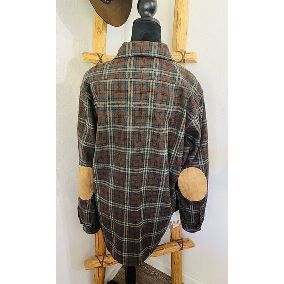 Vintage Pendleton Lobo Wool Flannel Men’s L W/ Leather Elbow Patches - Picture 5 of 10
